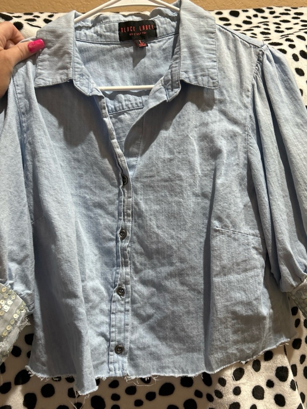 Black Label Pale Blue Casual Button-Down Shirt